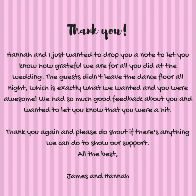 thank you from Hannah and James