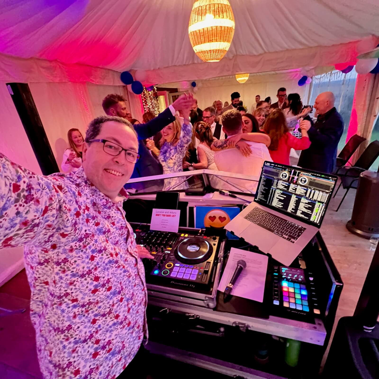 Brian DJing Loraine and Mike's wedding