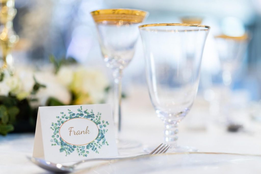 Place setting at a wedding