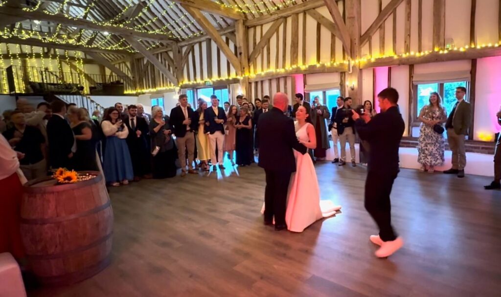 Ellie-May & Dan's first dance, DJ Brian Mole at Fitzleroi Barn, 18th April 2026