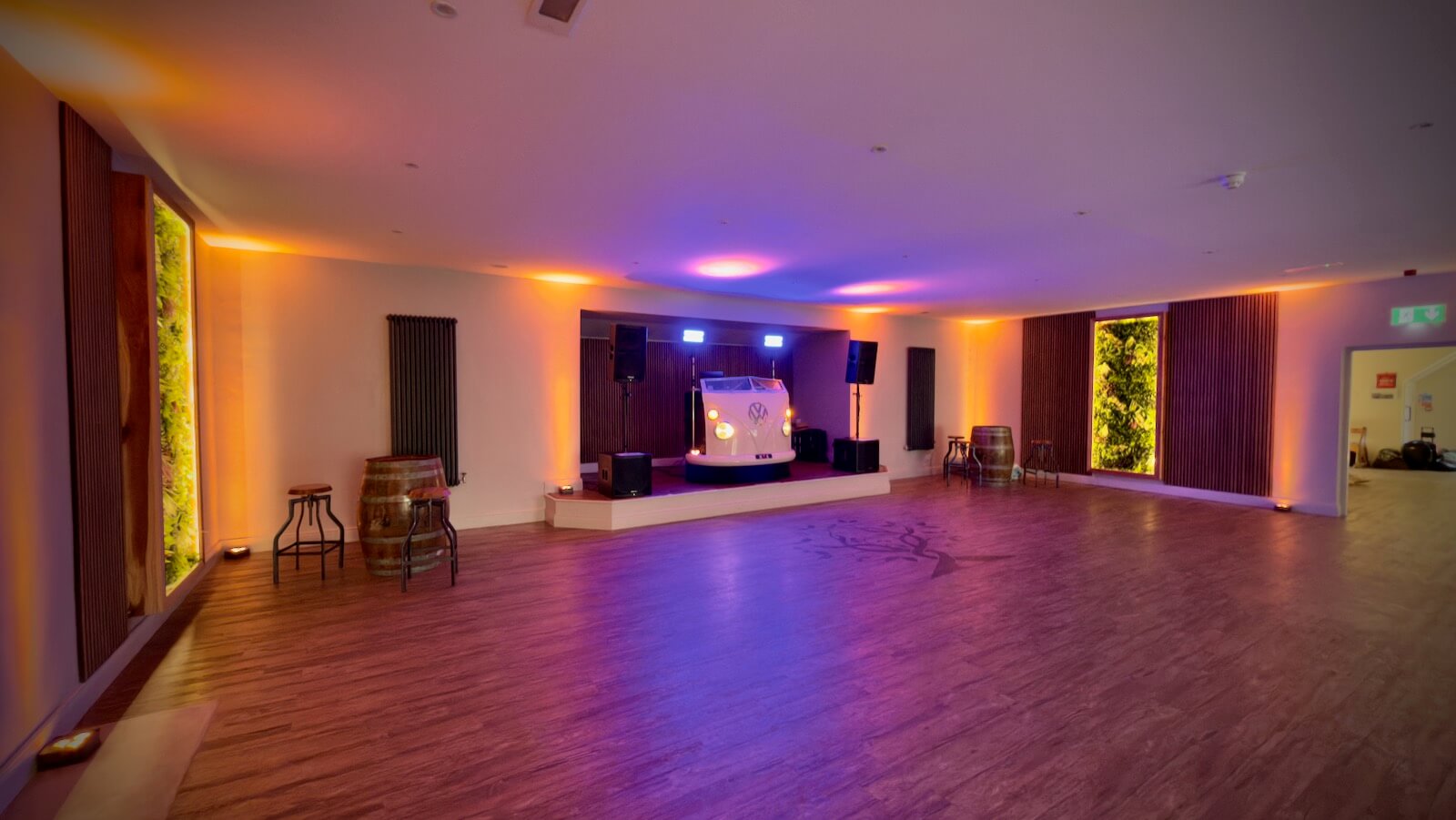 Hannah and Aaron's wedding at two woods estate, 24th June 2026, wedding DJ Brian Mole, vw dj booth