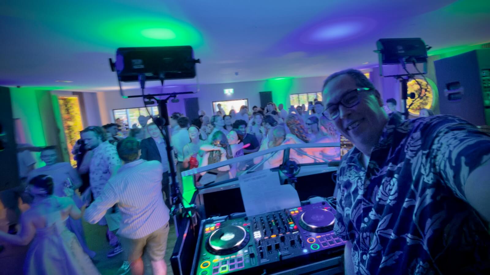 everyone on the dance floor for hannah and aaron's wedding at two woods estate, 24th June 2026, wedding DJ Brian Mole