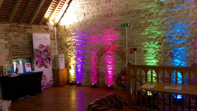 mixed uplighting at wedding open day