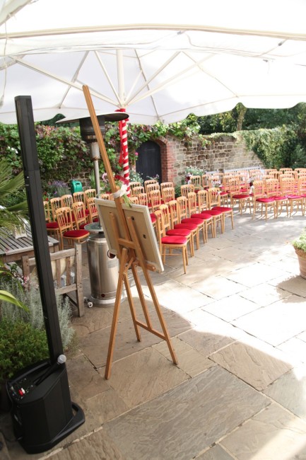 Bartholomew's courtyard all set for a humanist wedding ceremony