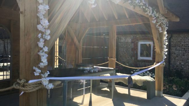 Outdoor ceremony area, the secret Garden at Southend Barns
