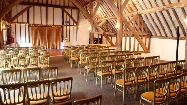wedding ceremony in the barn at Fitzleroi