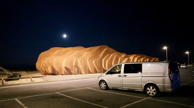 East Beach Cafe at night, the moon and my Vito!