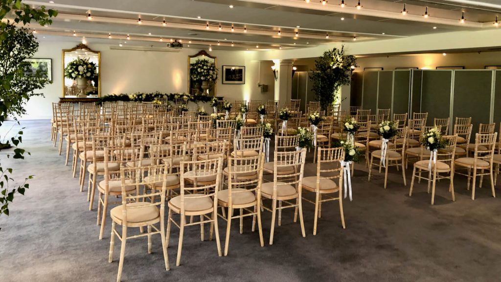 Hampton Court Palace, the garden room set up for ceremony