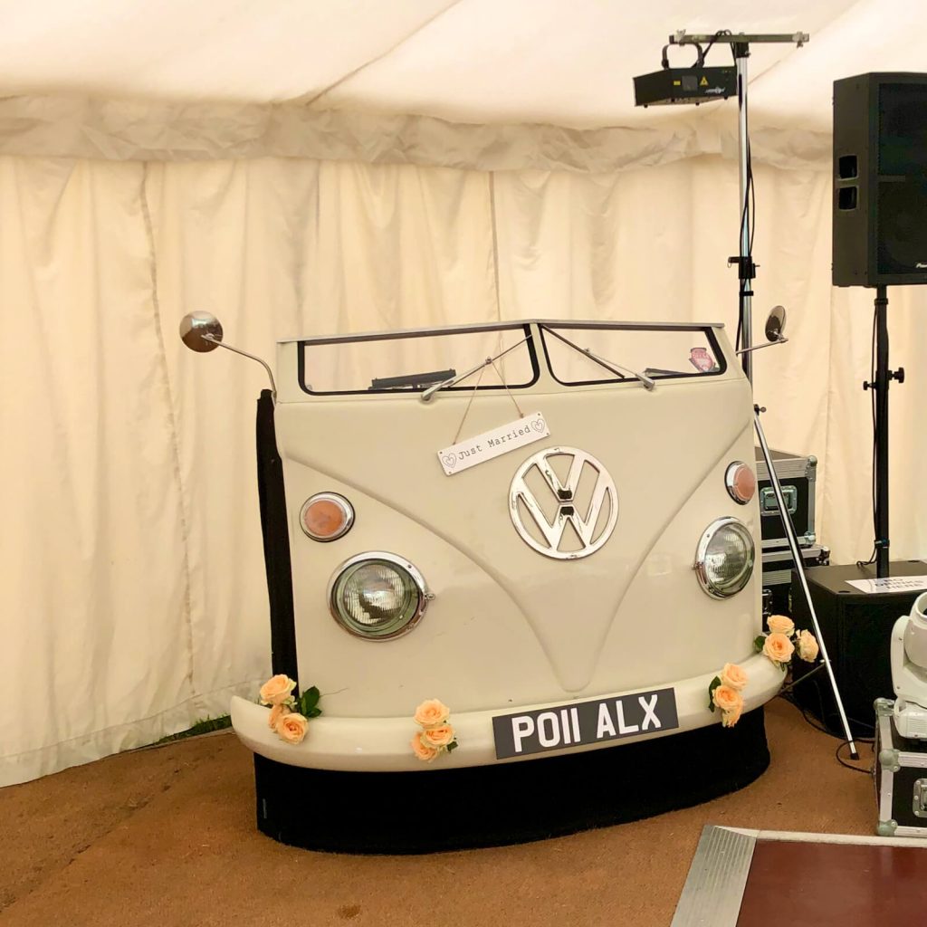 VW DJ booth in marquee