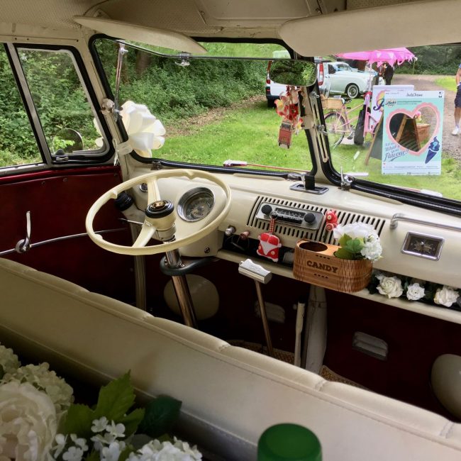 inside Deluxe Wedding Hire VW Split Screen Campervan