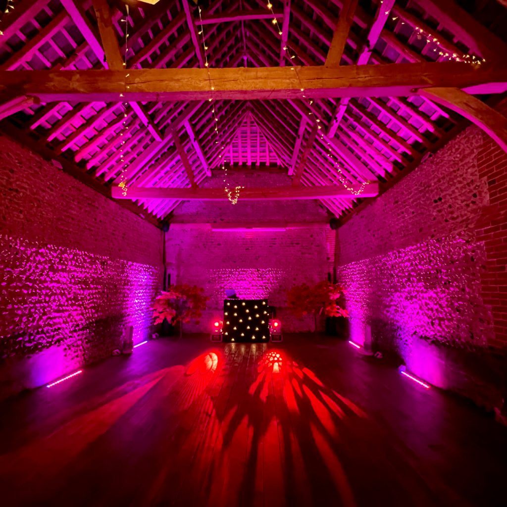 discreet and elegant dj system in the barn