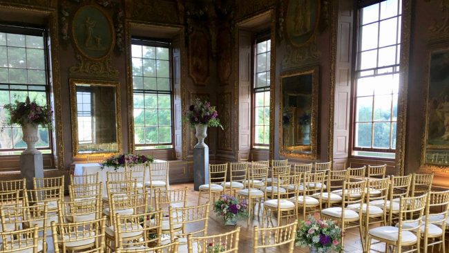 Little Banqueting Suite, Hampton Court Palace set up for a civil ceremony