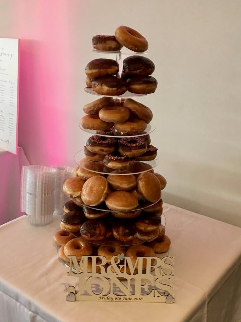 Rachel and Jonny's wedding tower of donuts