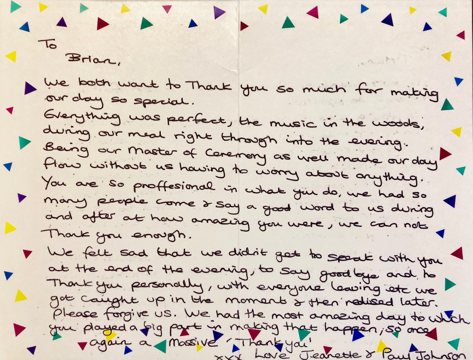 Testimonial for DJ Brian Mole from Jeanette and Paul who celebrated their fab wedding at Two Woods