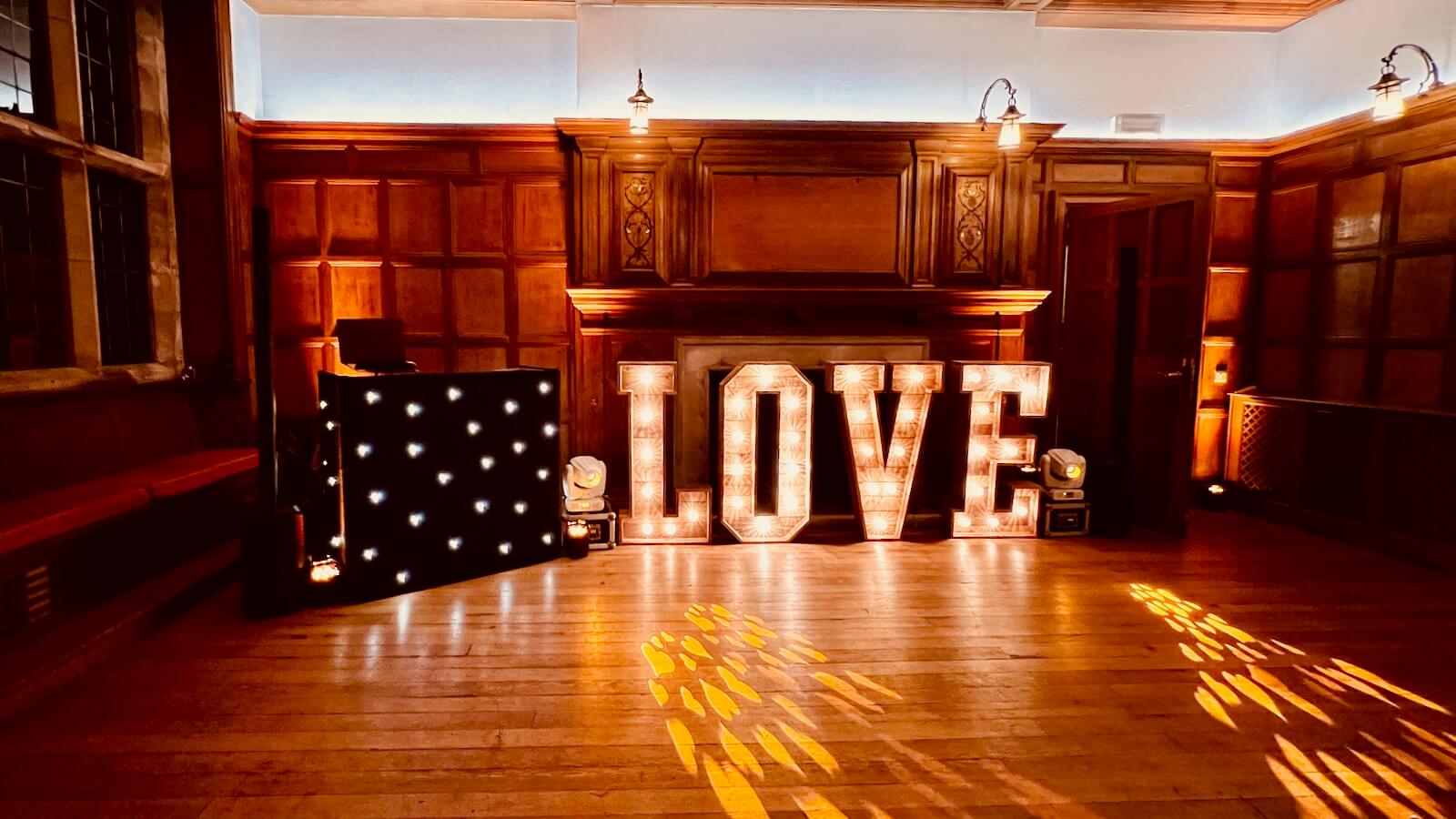 wedding DJ set up in the music room at balcombe place