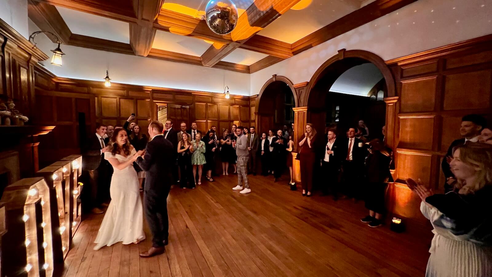 Keri and Mark's first dance at Balcombe Place