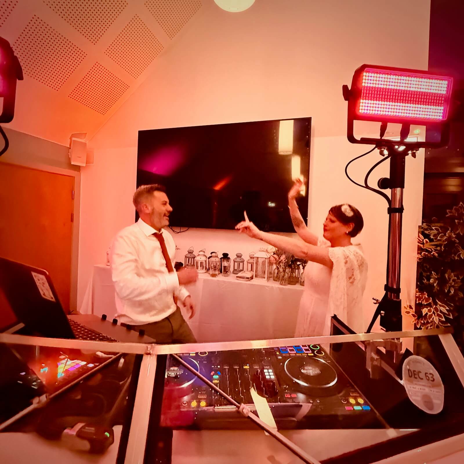 Naomi and Matty's wedding at Sussex Yacht Club Shoreham by sea, DJ Brian Mole - newlyweds DJ battle