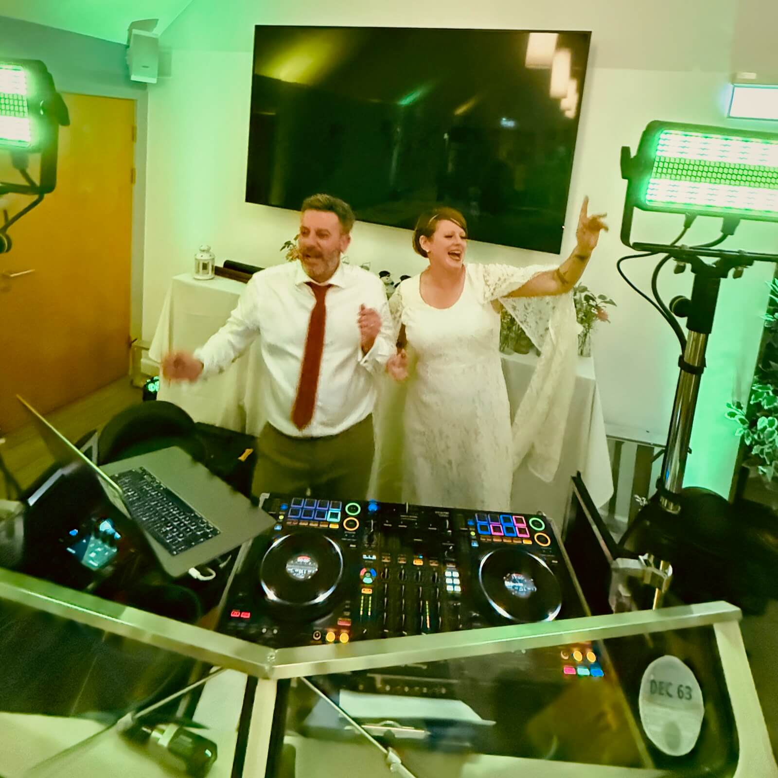 Naomi and Matty's wedding at Sussex Yacht Club Shoreham by sea, DJ Brian Mole - newlyweds DJ battle