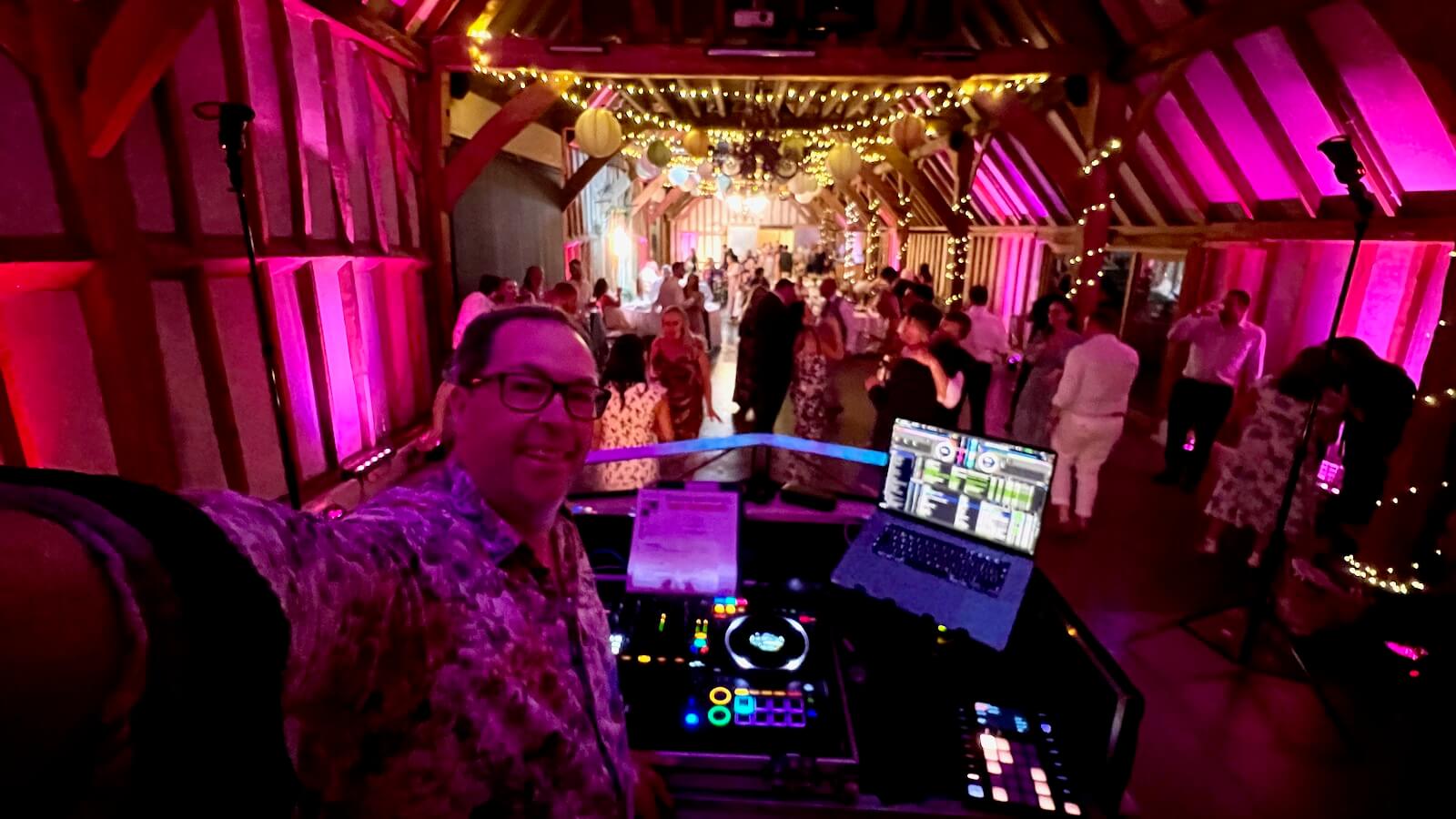 Brian DJing at Southend Barns for Rhianna and Harry