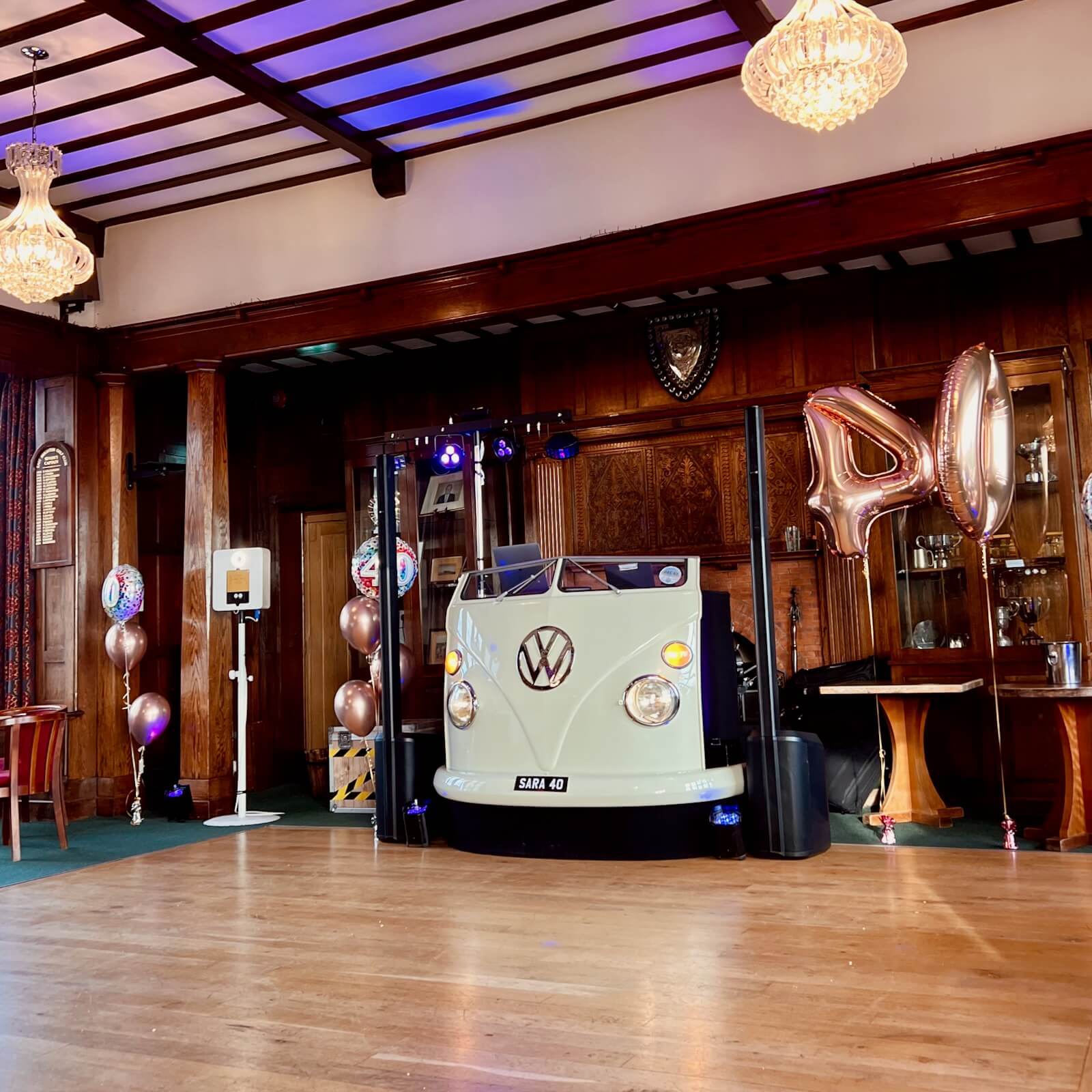 VW DJ booth at East Brighton golf club for Sara's 40th
