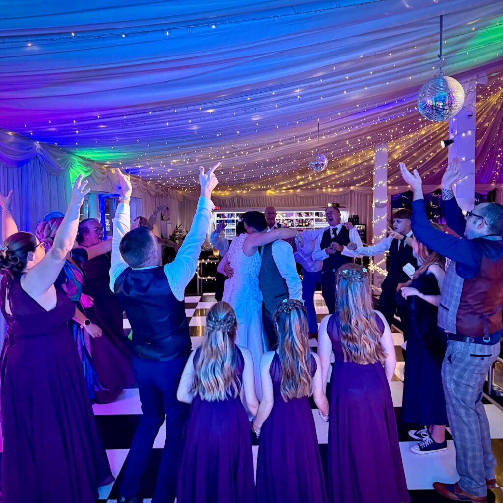 Selden Barns wedding DJ Brian Mole, everyone dancing