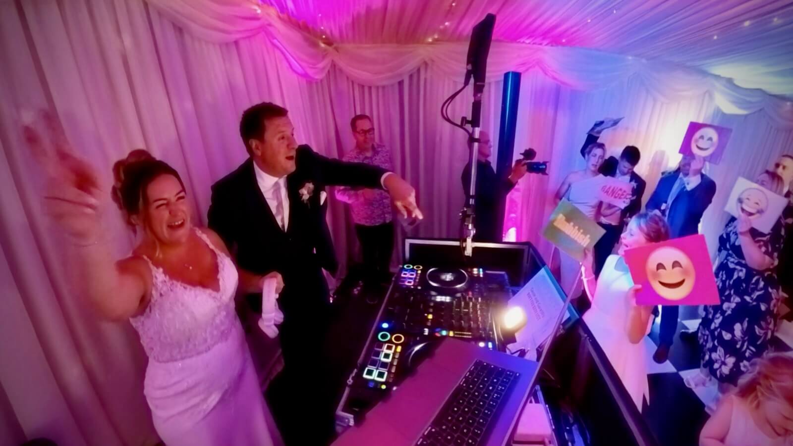 Selden Barns wedding DJ Brian Mole, Cassie and Gaz's newlyweds DJ battle