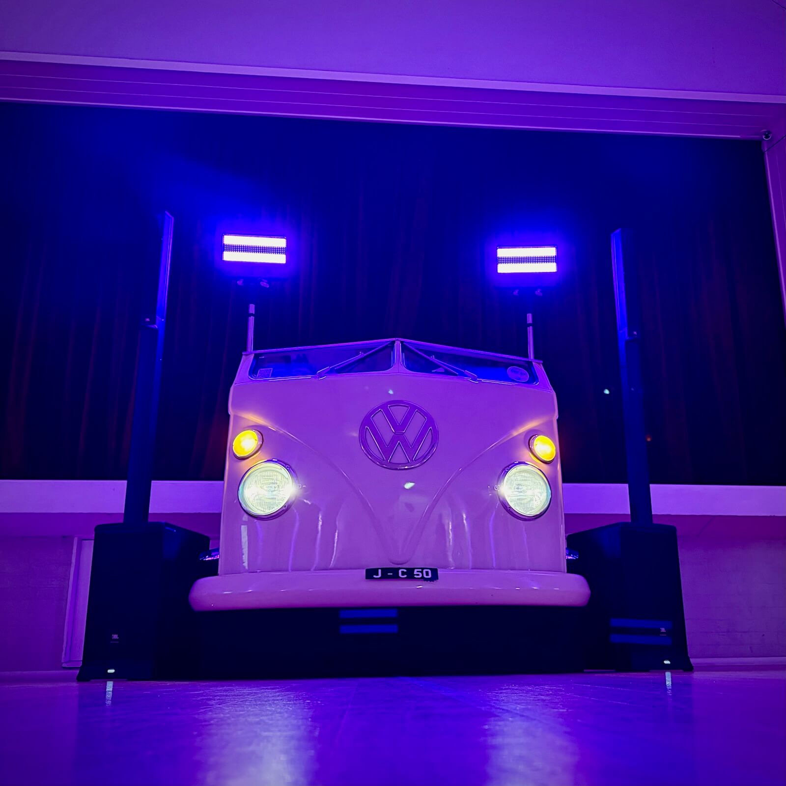 Carol and John's party - my fabulous VW campervan dj booth with custom number plate